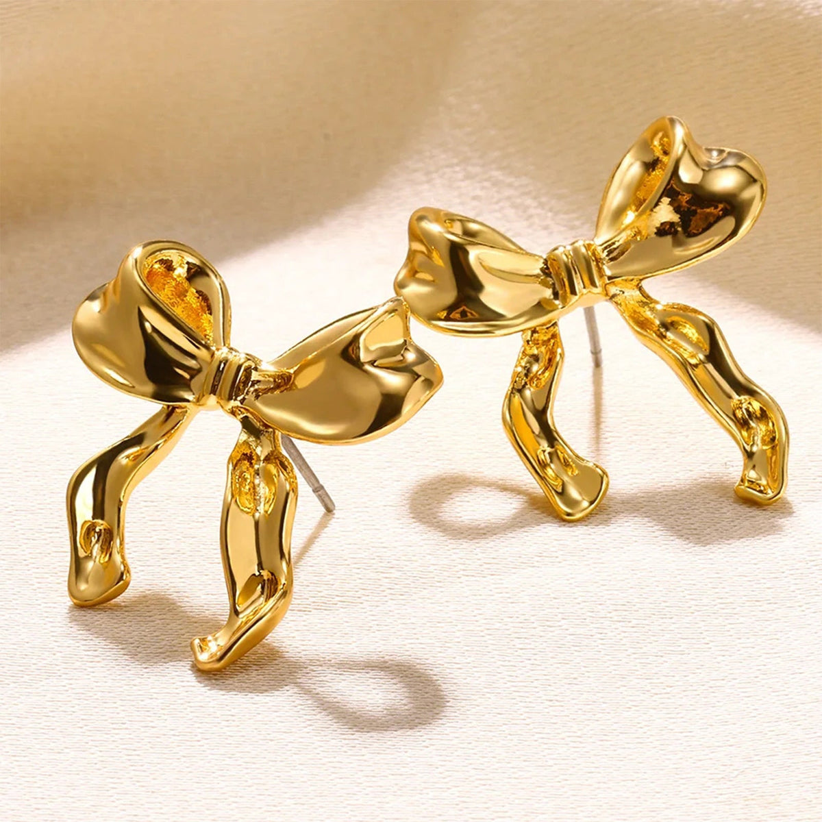 Luxe Gold Bow Earrings