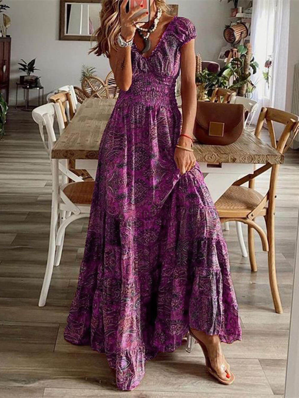 Bohemian Blossom - Sleeveless Floral Maxi Dress