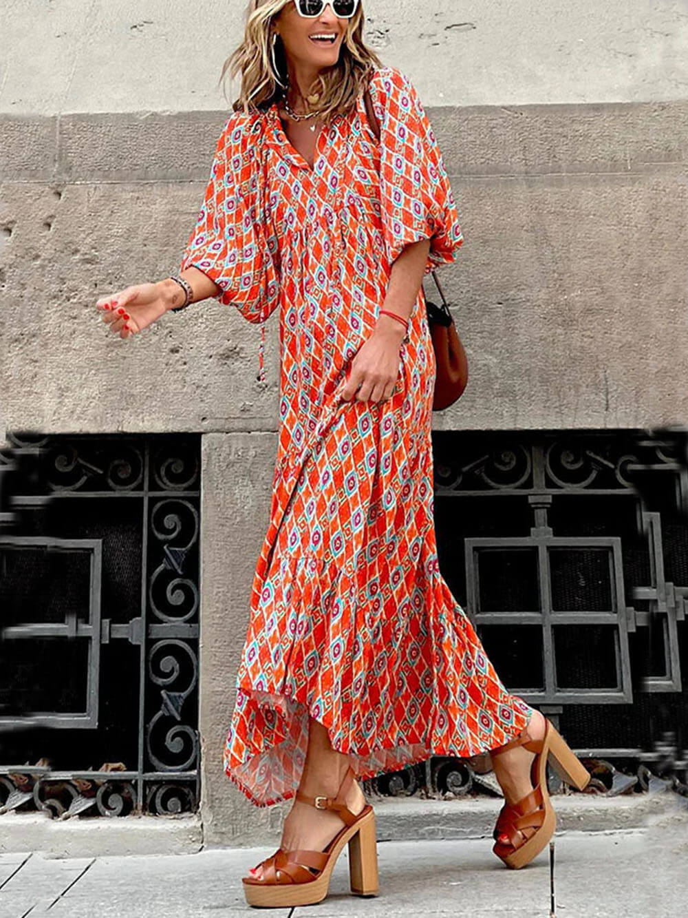 Bohemian Breeze - Printed Maxi Dress