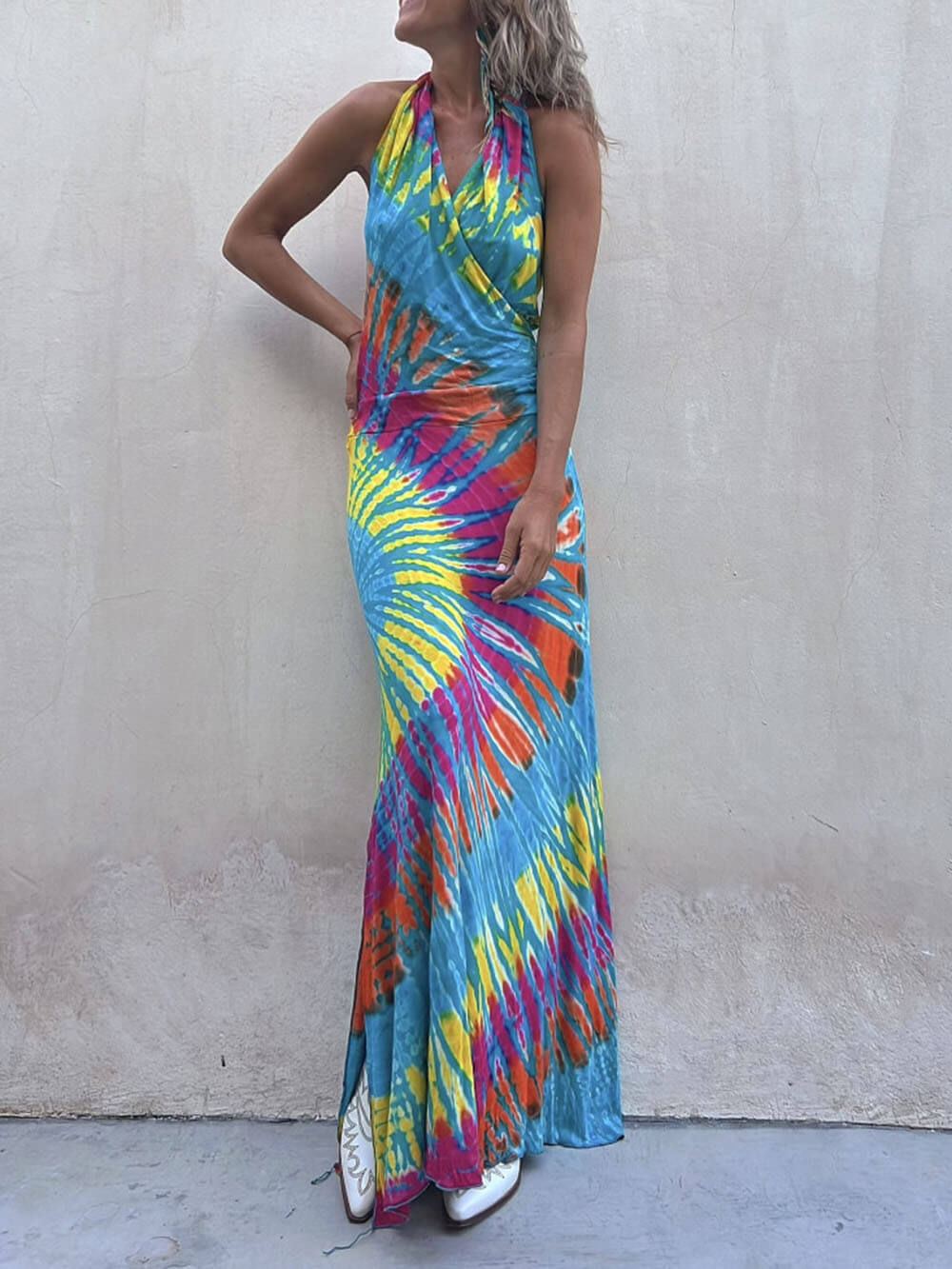 Aria-Tie-Dye Halter Dress