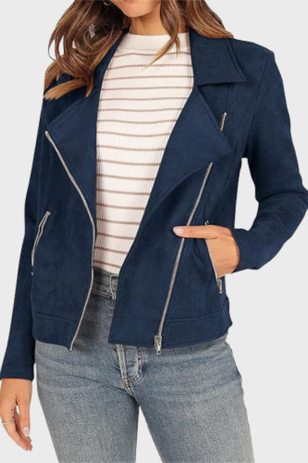 Timeless Suede Cropped Biker Jacket