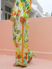 Floral Print Wide Leg Loose Pocket Pants