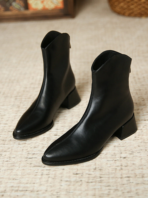 Pointed-Toe Split-Joint Zipper Boots Chelsea Boots