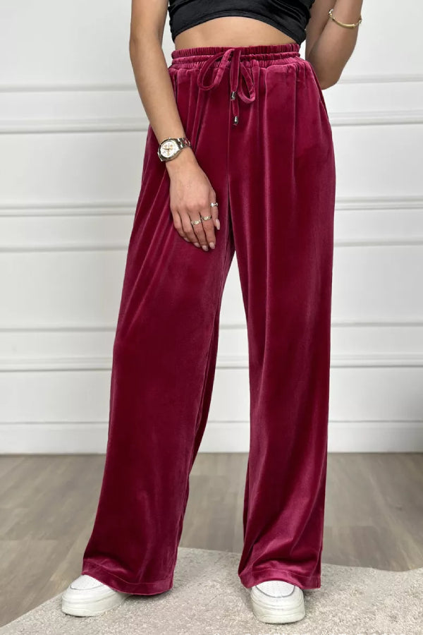 Golden Velvet Wide -legged Pants Straight Velvet Pants