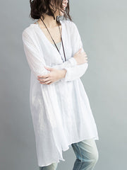 Original Solid Sun-Protection V-Neck Blouse Tops