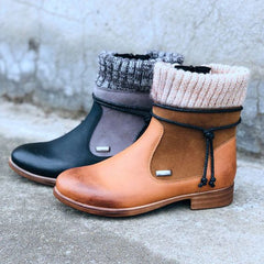 2023 winter new high-top cotton-trimmed leather boots