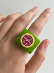 Geometric Fruit  Rhinestone Rings Accessories