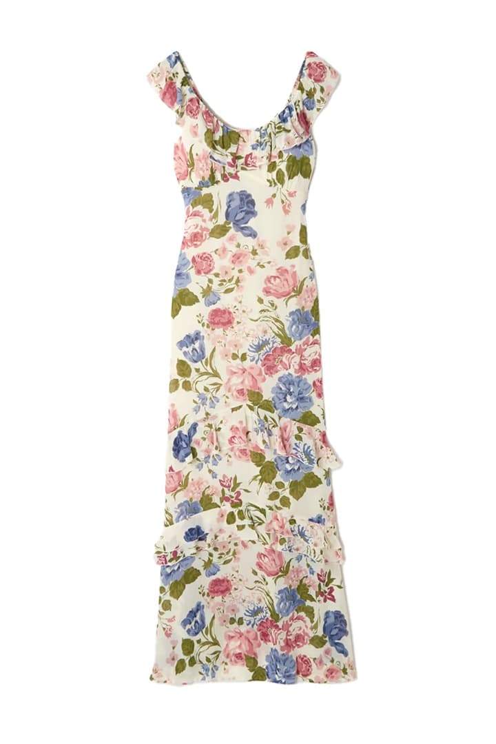 Bonnie Printed Ruffled Maxi Dress