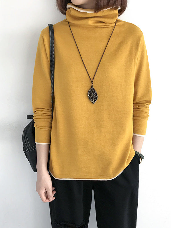 Casual Loose 8 Colors High-Neck Long Sleeves Knitwear