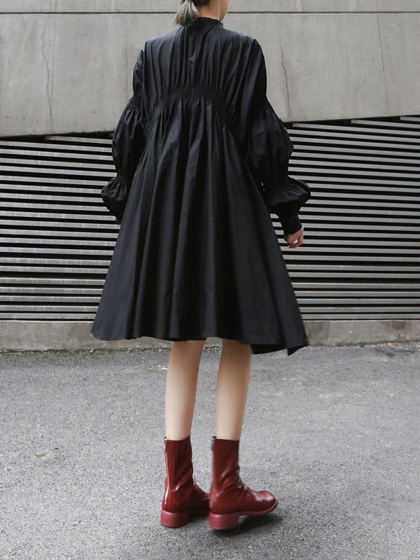 Loose Original Designed Irregular Puff Shirt Dress