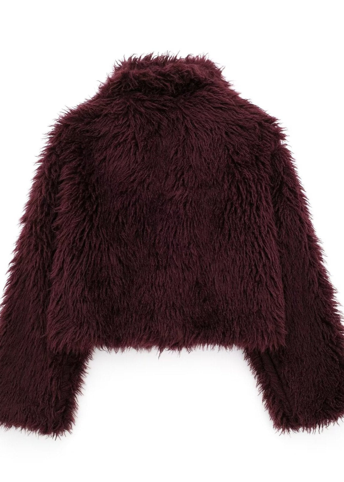 Chic Faux Fur Winter Jacket in Burgundy