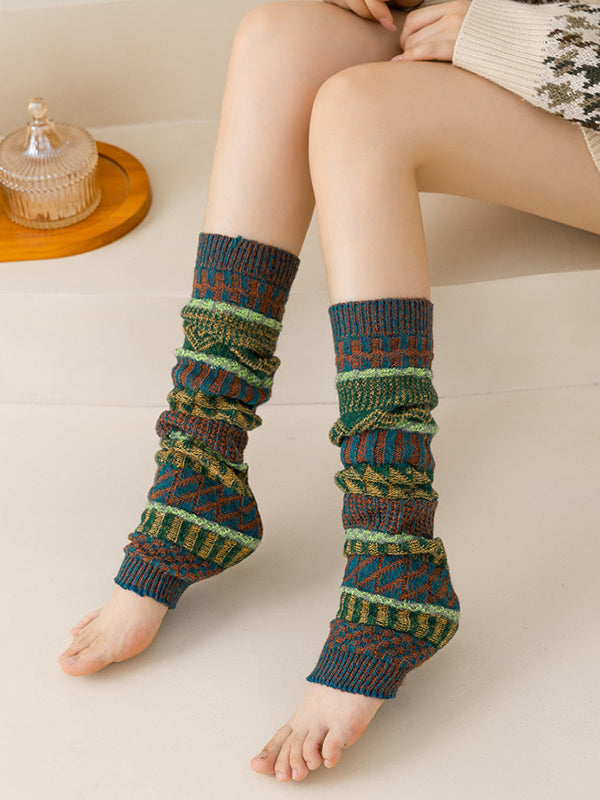 Casual Keep Warm Contrast Color Leg Warmers Accessories