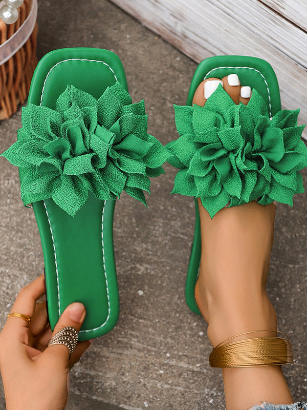 Flower Shape Open Toe Split-Joint Flat Shoes Slippers