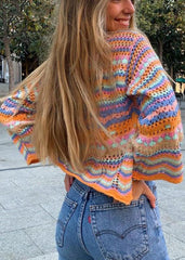 Boho Rainbow Knit Button Cardigan