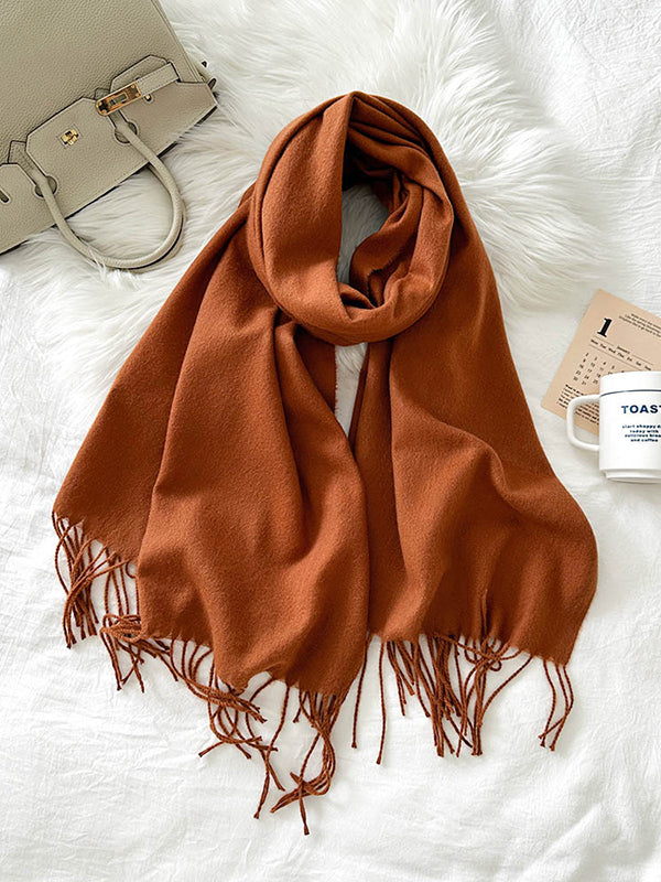 Solid Color Tasseled Shawl&Scarf