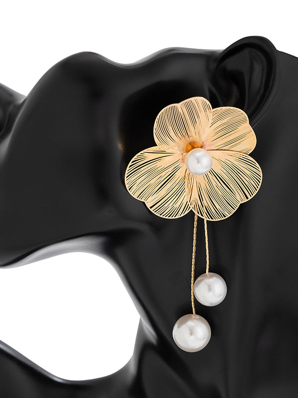 Flower Shape Tasseled Drop Earrings