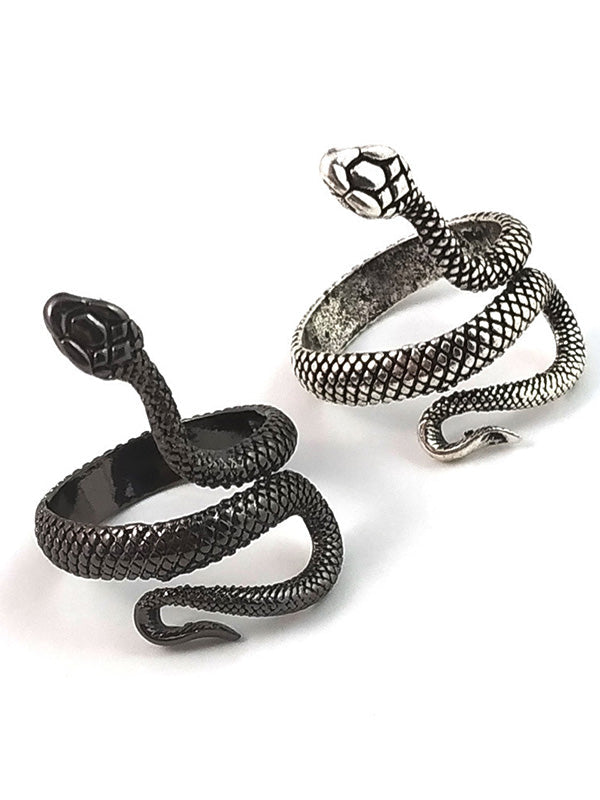 Vintage Asymmetric Silvering Snake Ring