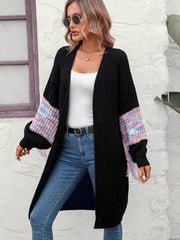 Desert Dreams Knit Fringe Hem Sleeve Cardigan - Black