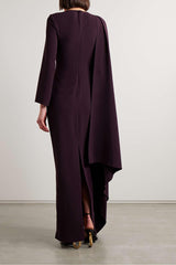 Solid One Sleeve Cape Maxi Dress