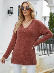 GLAM CHENILLE PULLOVER SWEATER - RUST