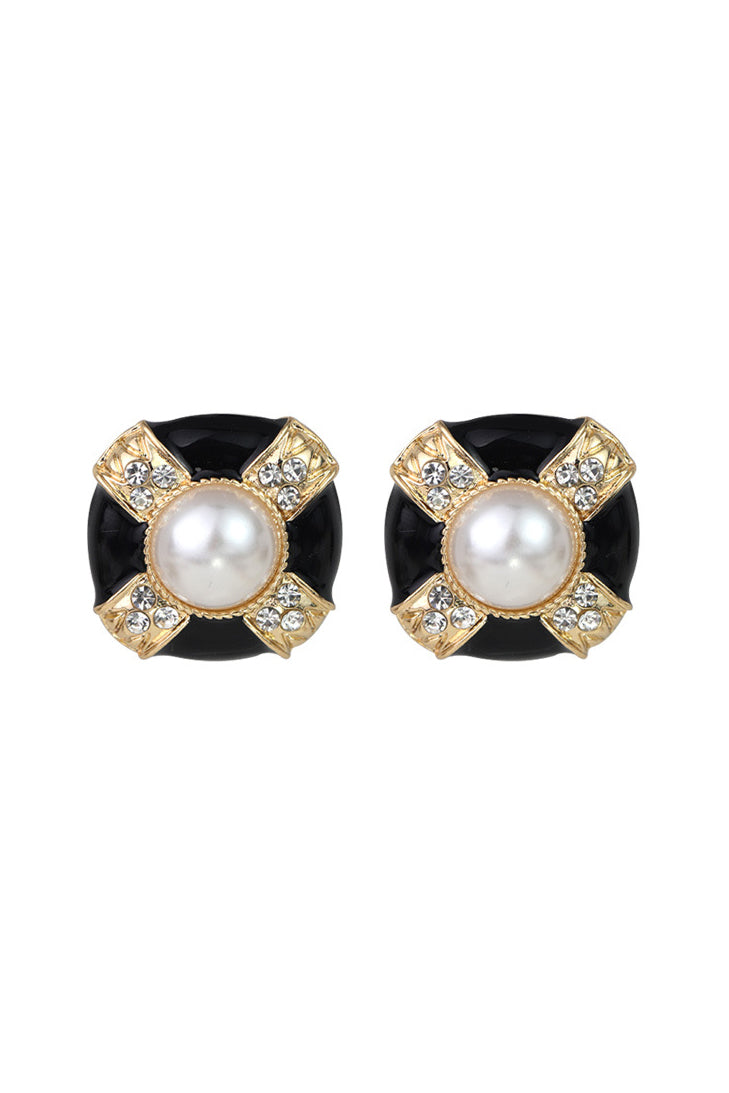 Vintage Enamel Pearl Earrings