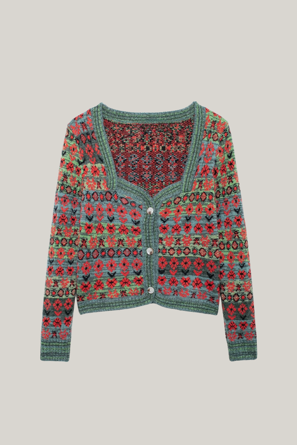 Sweetheart Pattern Contrast Cardigan