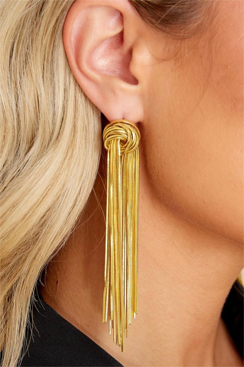 Anka Metallic Fringe Earrings