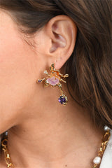 Ankie Butterfly Asymmetric Pearl Zircon Earrings