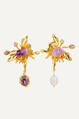 Ankie Butterfly Asymmetric Pearl Zircon Earrings