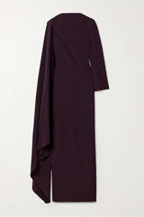 Solid One Sleeve Cape Maxi Dress