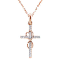 Golden Cross Clavicle Chain with Diamonds