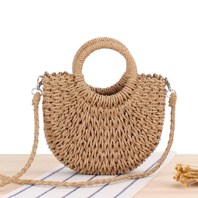 Vintage-Rattan Round Handle Handbag