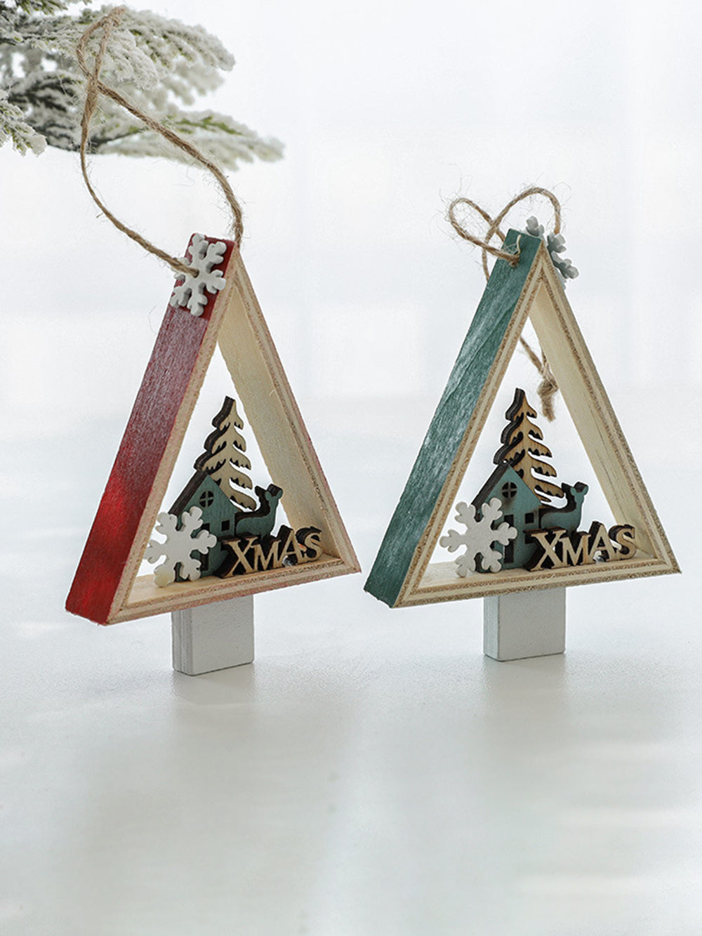 Christmas tree window colorful hanging decorations