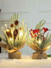 Christmas Tabletop Glowing Fallen Cedar Cone Window Decorations