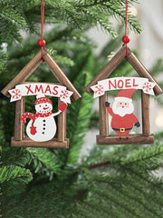 Christmas Tree Wooden House Decorations