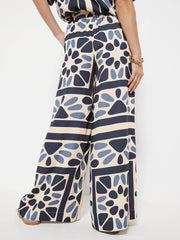 Summer Vacation Style Unique Ethnic Print Loose Waist Elastic Pants