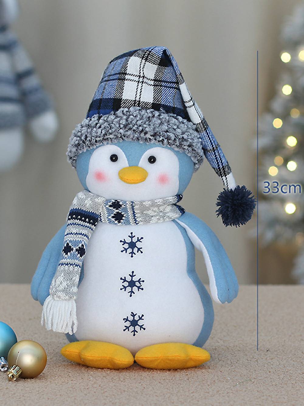 Christmas Blue Fabric Polar Bear Penguin Doll Ornaments