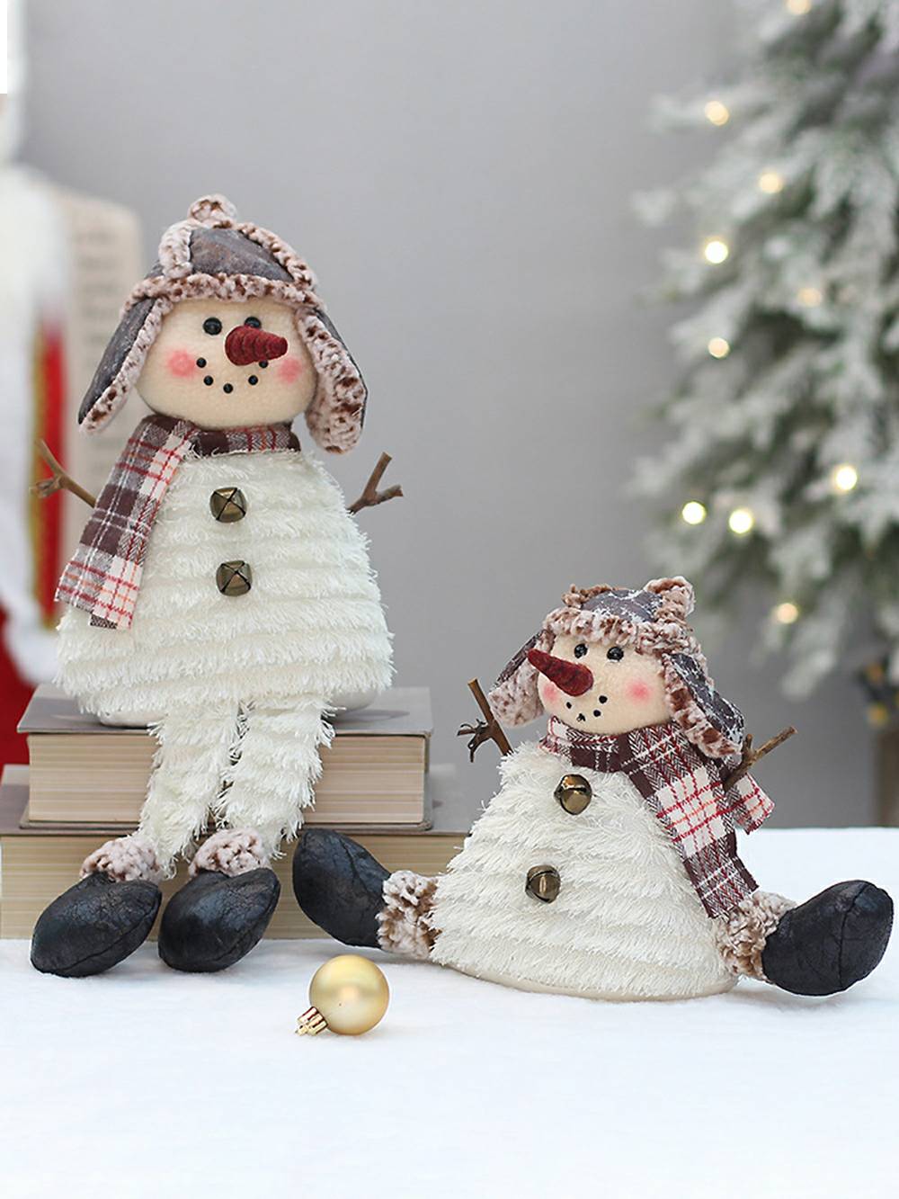 Christmas Fabric Snowman Cross-Legged Retro Doll Ornaments