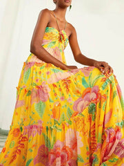 Capri Sunshine - Floral Halterneck Maxi Dress