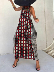 Ethnic Unique Print Lantern Cut Tank Maxi Dress