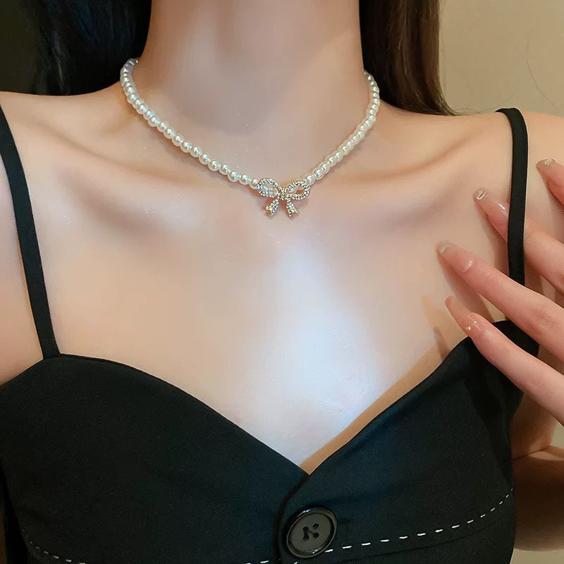 Pearl Bow Necklace