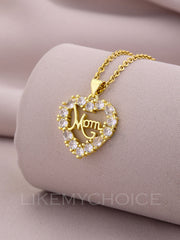 Fashion Copper With Zirconia Heart-Shaped Elegant Mom Necklace