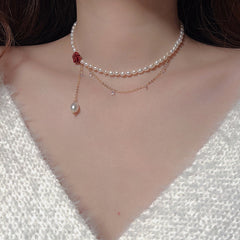 Rose Flower Pearl Necklace