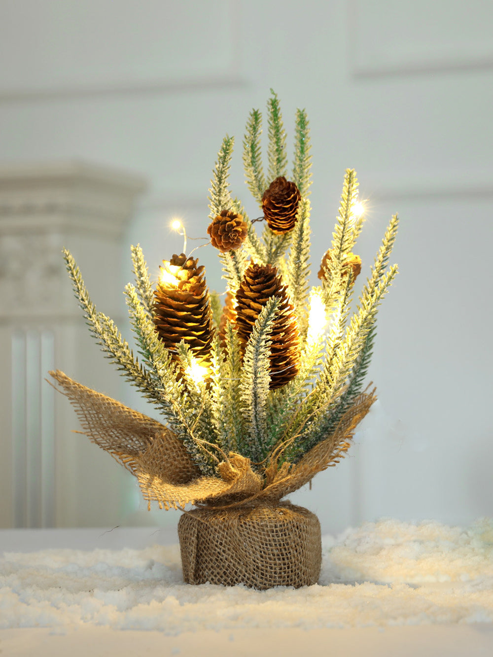 Christmas Tabletop Glowing Fallen Cedar Cone Window Decorations