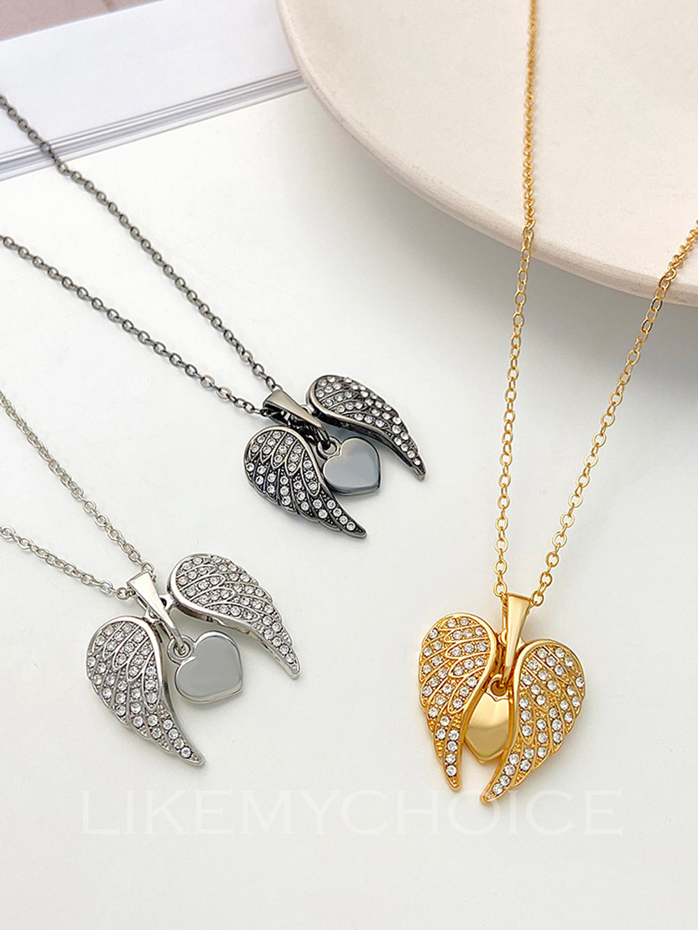 Angel Wings With Diamonds Love Necklace