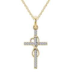 Golden Cross Clavicle Chain with Diamonds