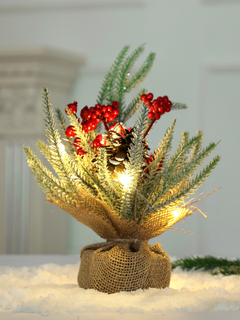 Christmas Tabletop Glowing Fallen Cedar Cone Window Decorations