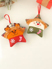 Santa Claus and Reindeer Christmas Tree Ornament with Star Plush Doll