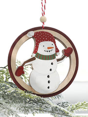 Santa Claus Snowman Wooden Colorful Ornament