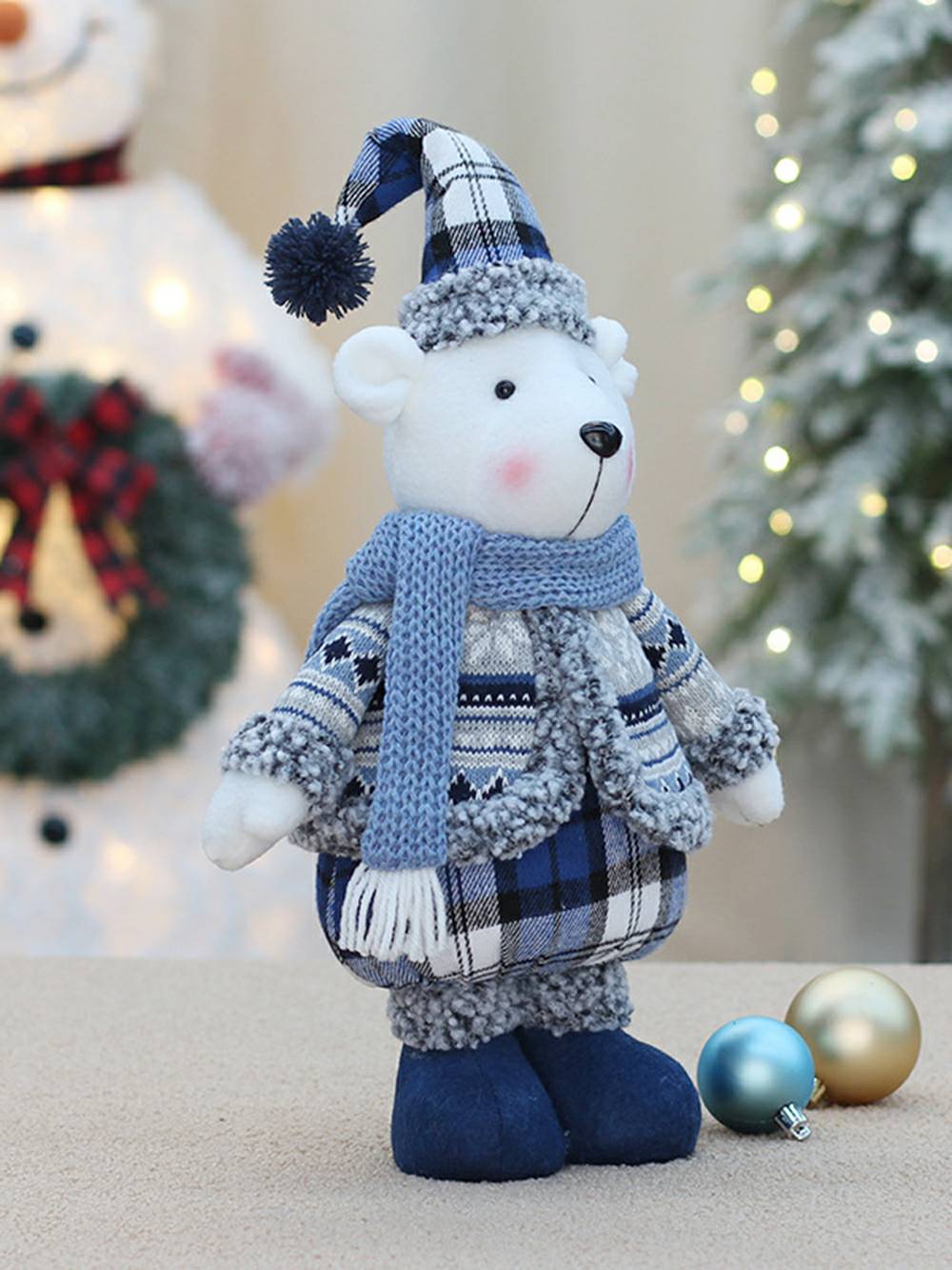 Christmas Fabric Sea Blue Bear Doll Decoration